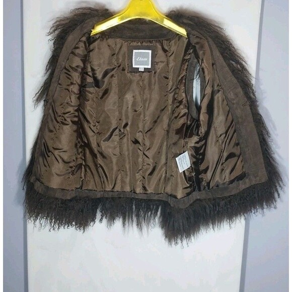 Etam Suede Vest Eur 42 (US 12) Embroidered Fur Trim Boho Hippie Cowgirl Western - Picture 10 of 14